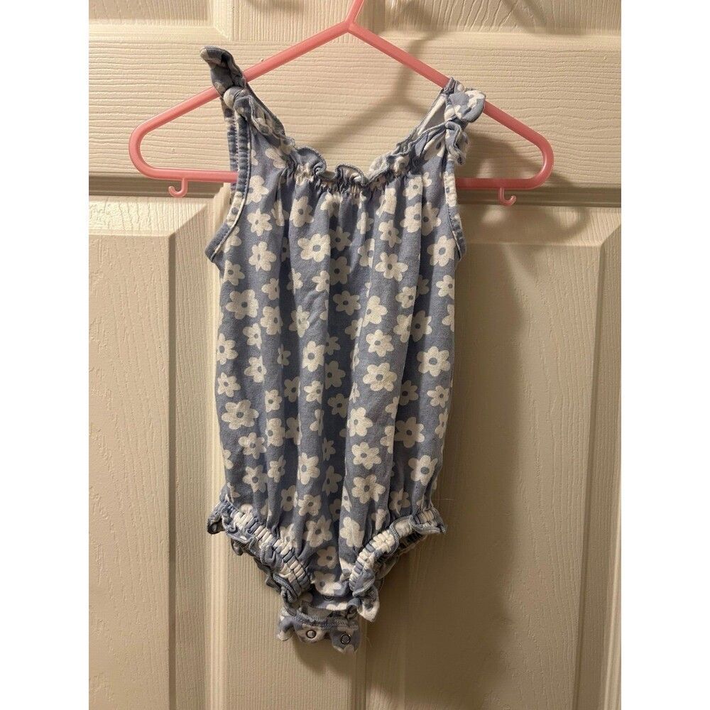 Old navy blue and white Floral  12-18 month Romper